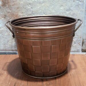 Hosley Metal Bucket Planter Copper Finish Handles 2000